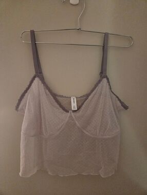 NWOT Old Navy Sheer Dotted Lace-Trim Cami - Lavender